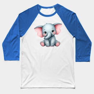 Happy and cute elephant watercolor painting Baseball T-Shirt